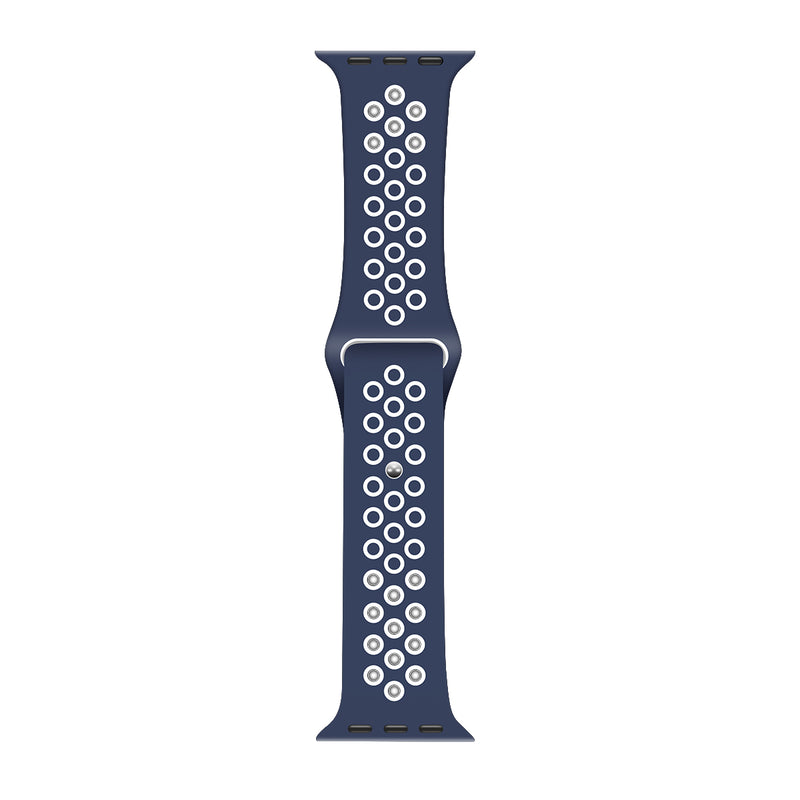 Pour Apple Watch 42mm, 44mm, 45mm, 49mm Bracelet sport en silicone double couleur bleu/blanc Boîte de vente au détail