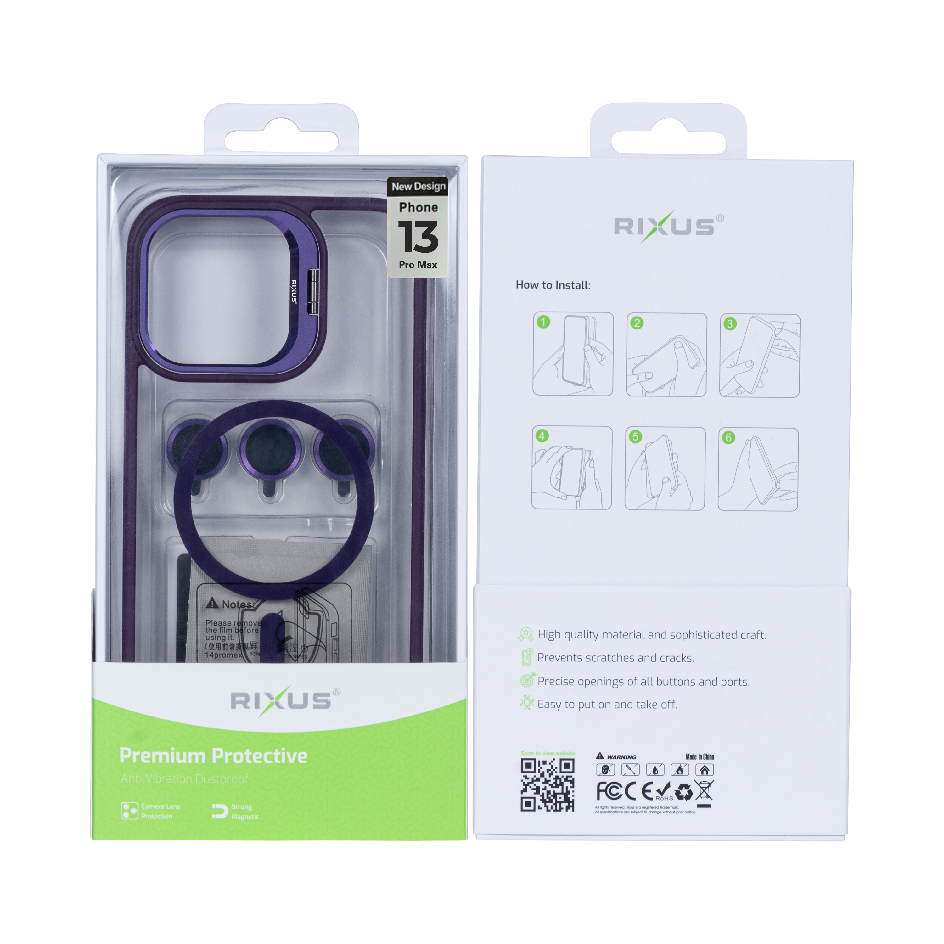 Rixus Classic 03 Case With MagSafe Pour iPhone 13 Pro Max Deep Purple
