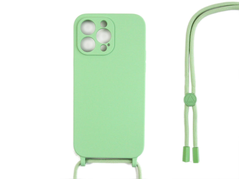 Rixus Pour iPhone 12 Pro TPU Necklace Cord Cover Matcha