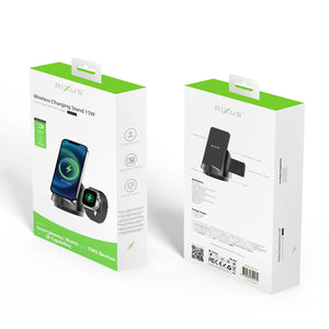 Rixus RXWC57 3 in 1 Wireless Fast Charger Stand Noir