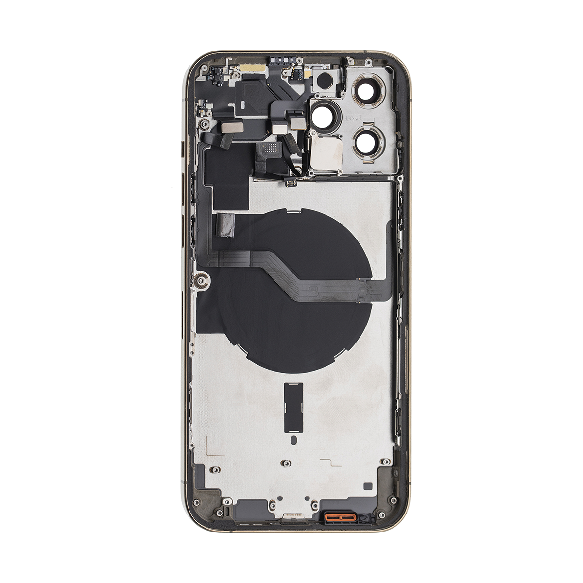Pour iPhone 12 Pro Max Boîtier complet avec toutes les petites pièces sans batterie ni appareil photo arrière Or