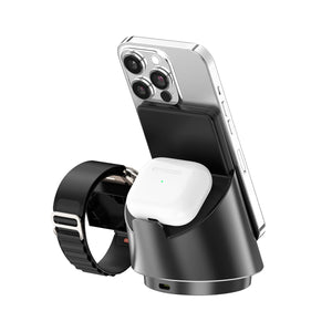 Rixus RXWC57 3 in 1 Wireless Fast Charger Stand Noir
