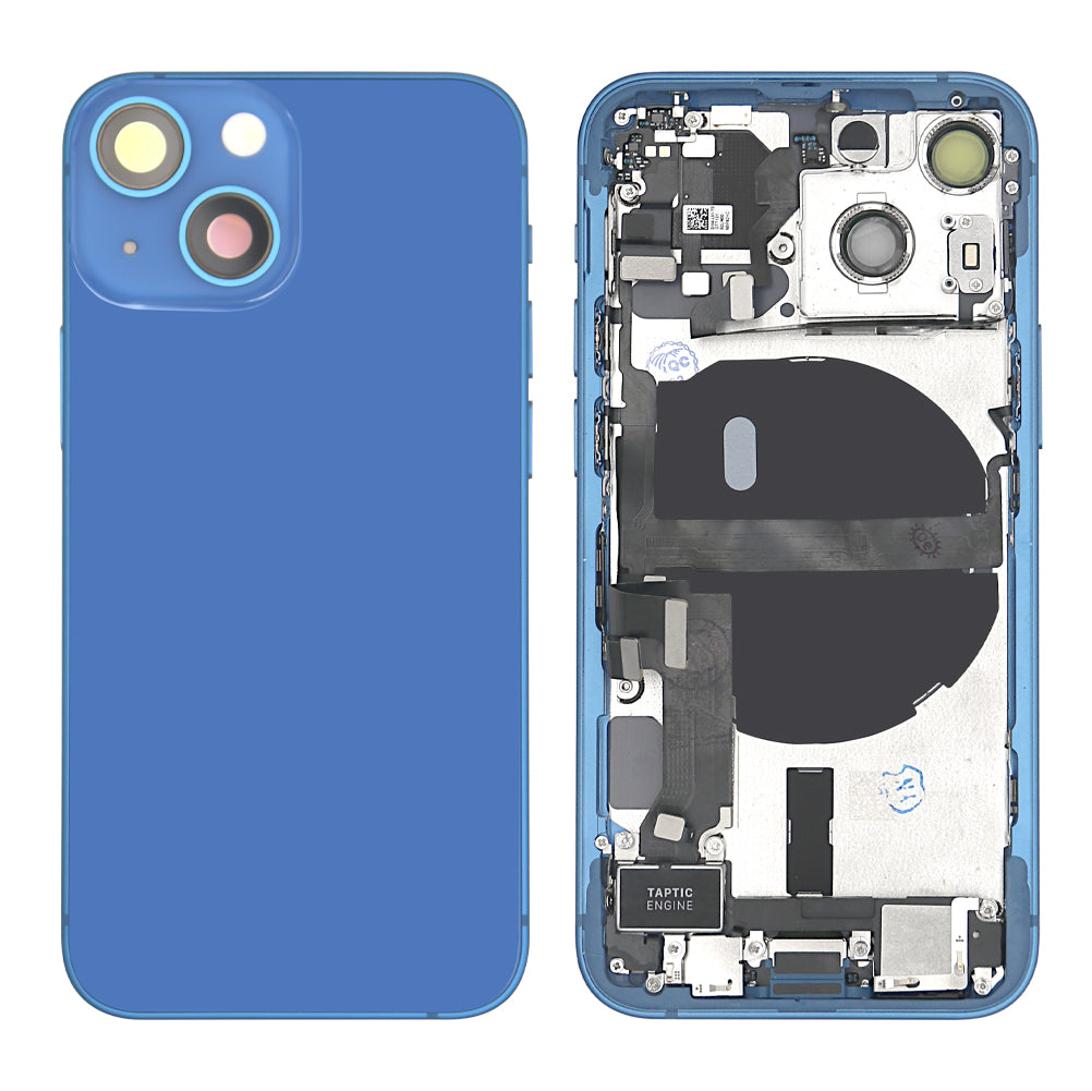 Pour iPhone 13 Mini Boîtier complet avec toutes les petites pièces sans batterie ni appareil photo arrière Bleu