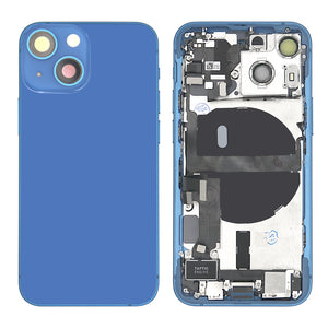 Pour iPhone 13 Mini Boîtier complet avec toutes les petites pièces sans batterie ni appareil photo arrière Bleu