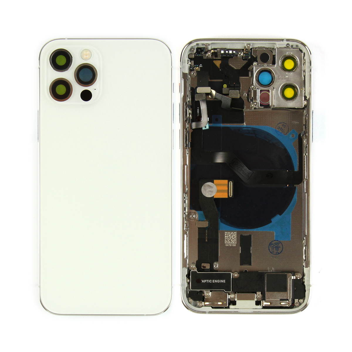 Pour iPhone 12 Pro Boîtier complet avec toutes les petites pièces sans batterie ni appareil photo arrière Argent