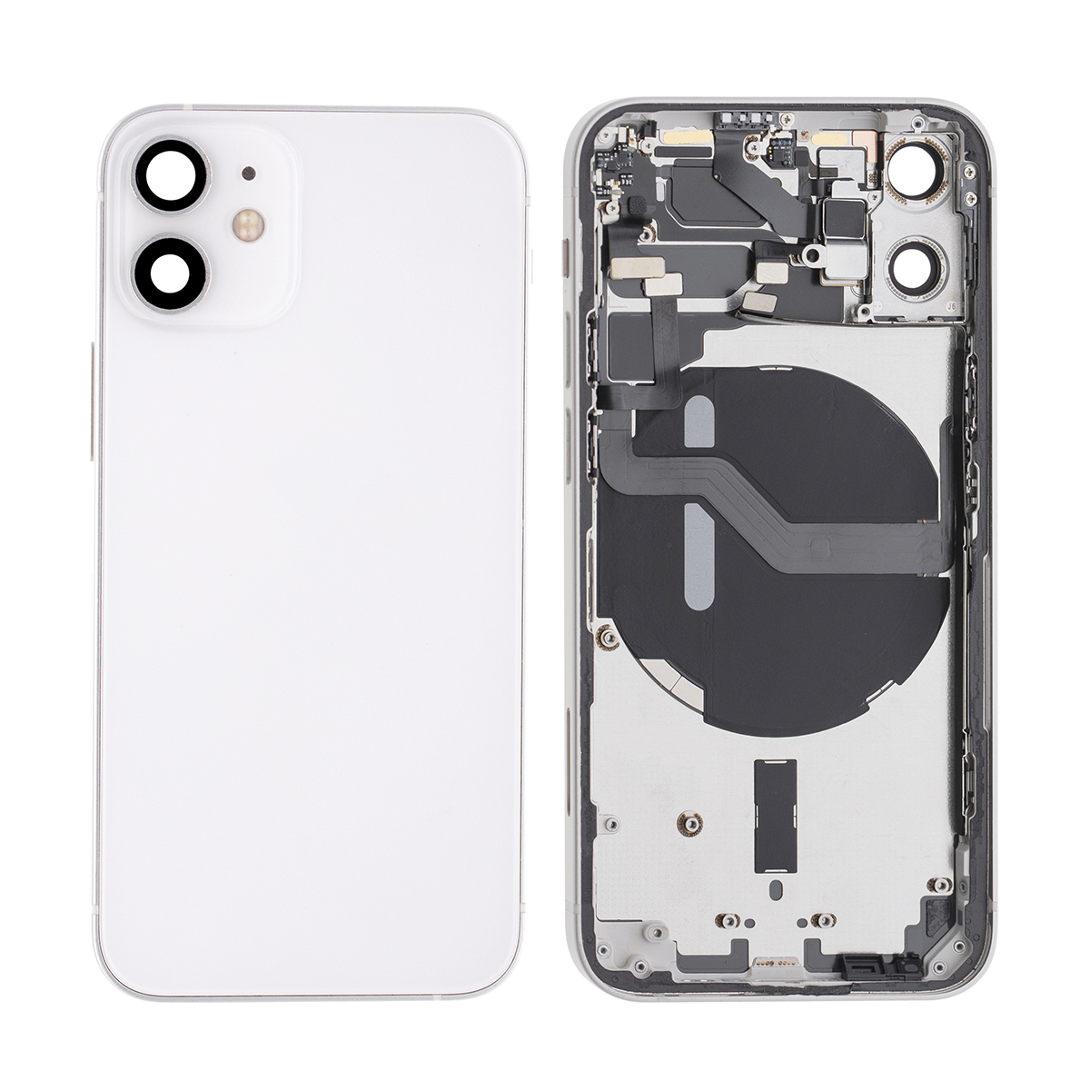 Pour iPhone 12 Mini Boîtier complet avec toutes les petites pièces sans batterie ni appareil photo arrière Blanc