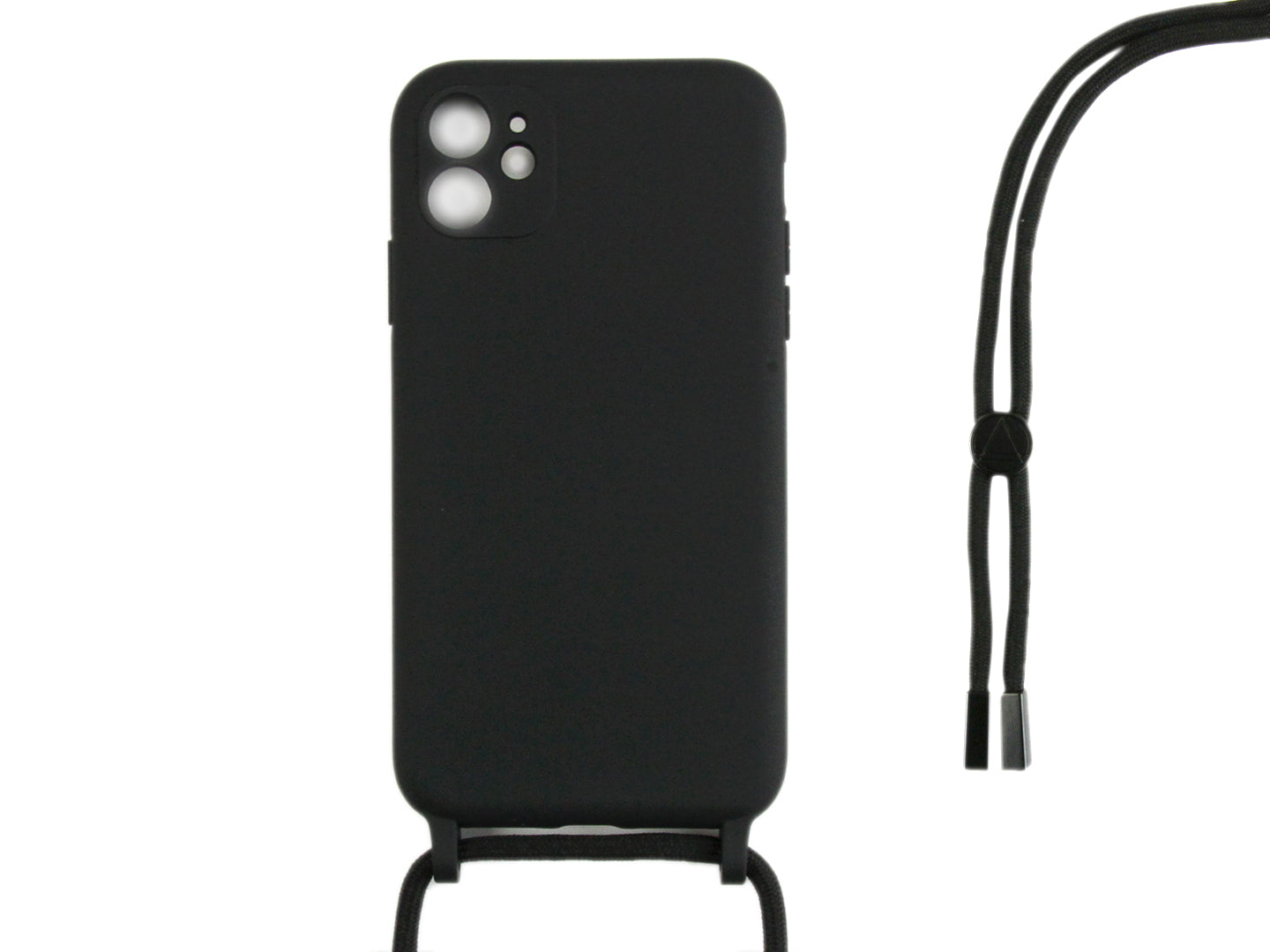 Rixus Pour iPhone 12 Mini TPU Necklace Cord Cover Noir