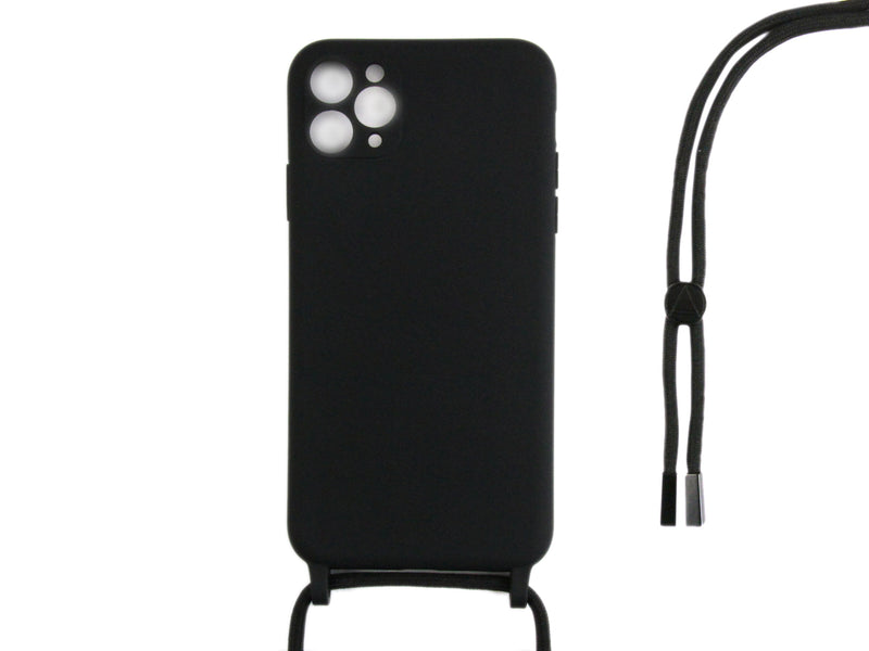 Rixus Pour iPhone 11 Pro TPU Necklace Cord Cover Noir