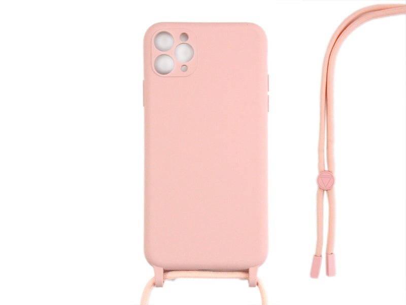Rixus Pour iPhone 11 Pro Max TPU Necklace Cord Cover Rose