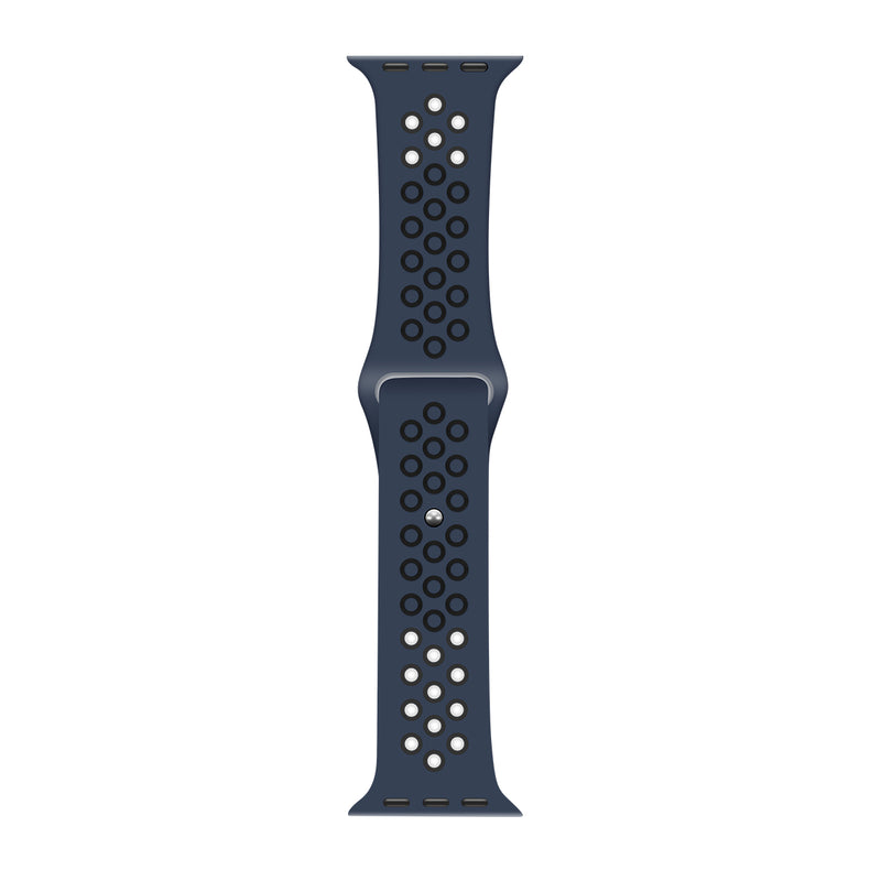 Pour Apple Watch 42mm, 44mm, 45mm, 49mm Bracelet sport en silicone double couleur bleu/noir Boîte de vente au détail
