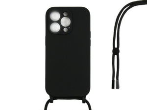 Rixus Pour iPhone 14 Pro TPU Necklace Cord Cover Noir