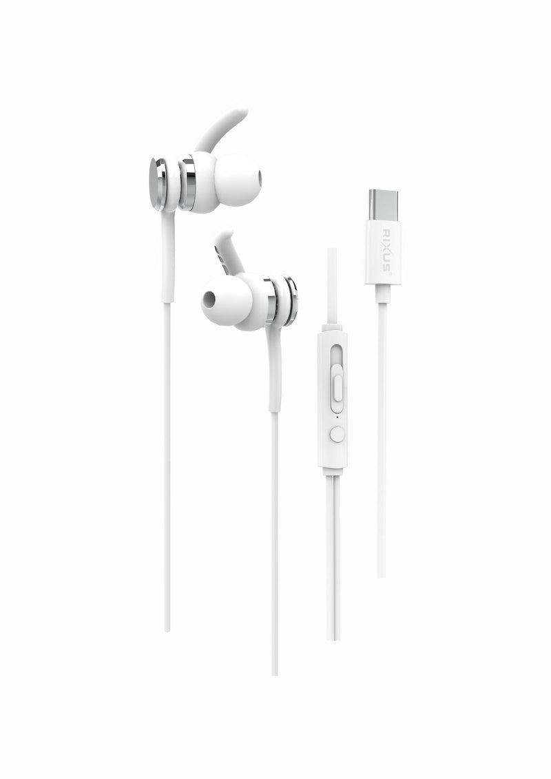 Rixus RXHD23C Casque intra-auriculaire stéréo avec microphone Type-C Blanc