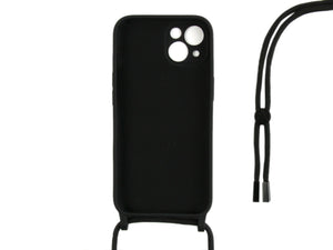 Rixus Pour iPhone 13 Mini TPU Necklace Cord Cover Noir