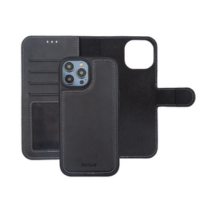 Rixus Pour iPhone 12, 12 Pro Duo Portefeuille Détachable Magnétique Noir