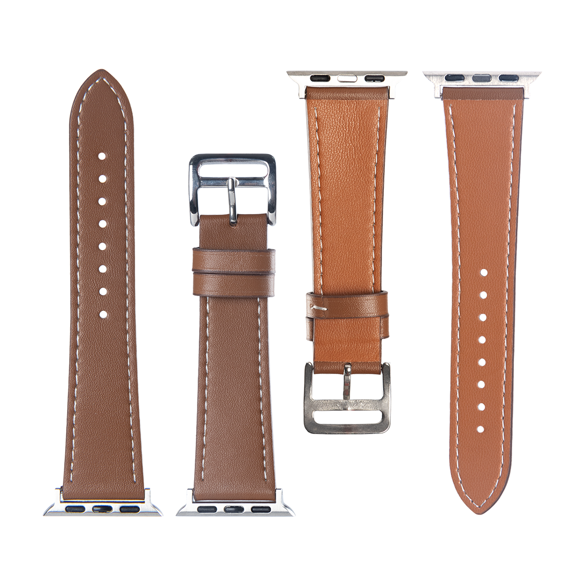 Pour Apple Watch 38mm, 40mm, 41mm Bracelet en cuir double couche Marron