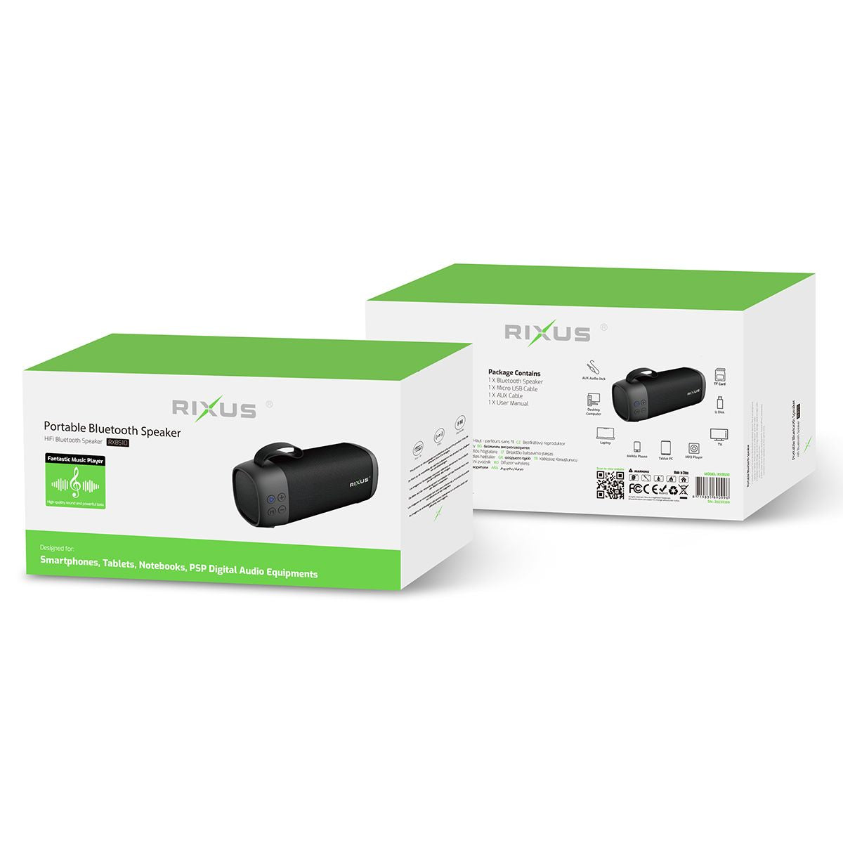 Rixus RXBS10 Enceinte Bluetooth portable Noir