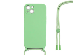 Rixus Pour iPhone 13 Mini TPU Necklace Cord Cover Matcha