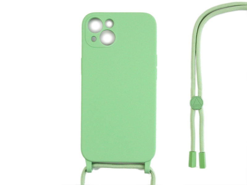 Rixus Pour iPhone 13 Mini TPU Necklace Cord Cover Matcha