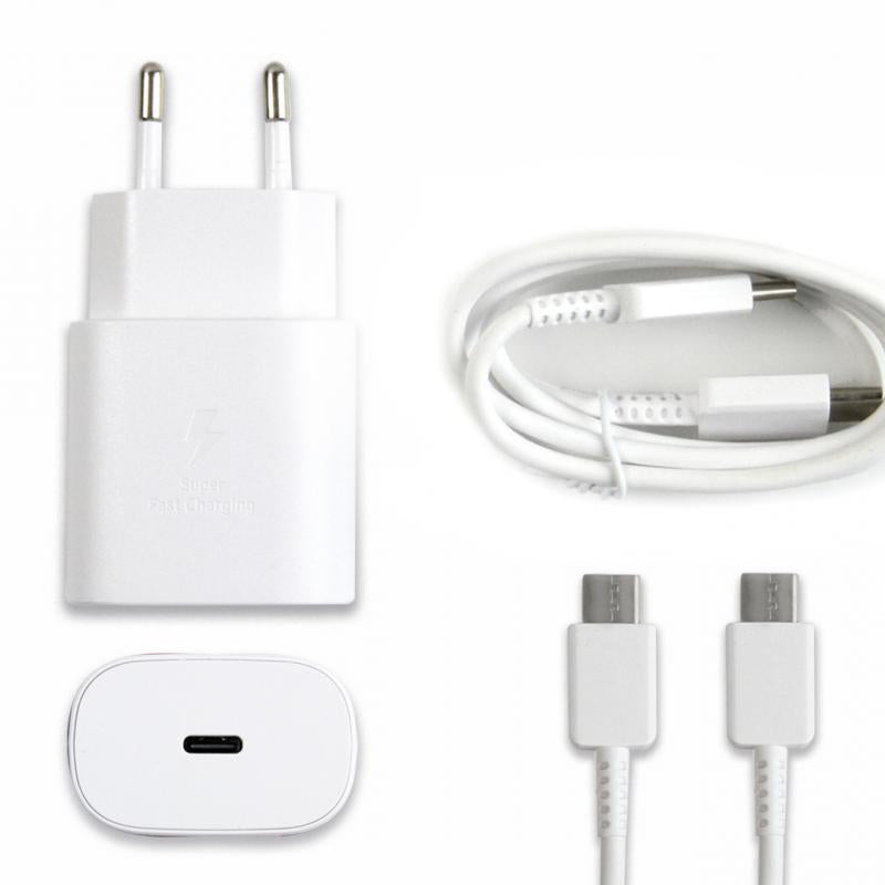 Adaptateur de voyage à charge rapide 25W avec câble USB-C 100cm blanc Boîte de vente au détail