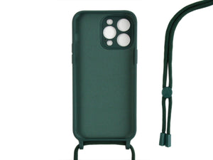 Rixus Pour iPhone 12 Pro TPU Necklace Cord Cover Vert Foncé