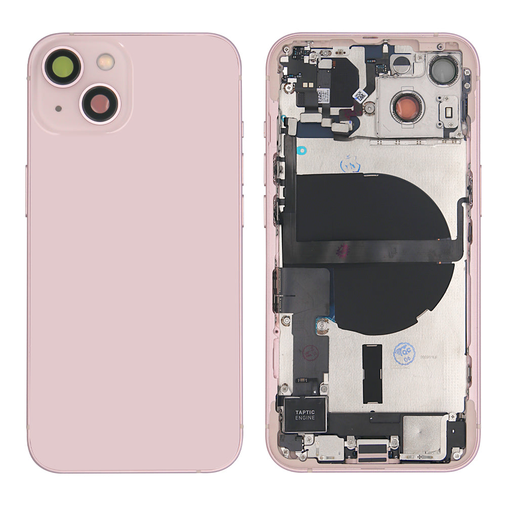 Pour iPhone 13 Boîtier complet avec toutes les petites pièces Sans batterie ni appareil photo arrière Rose