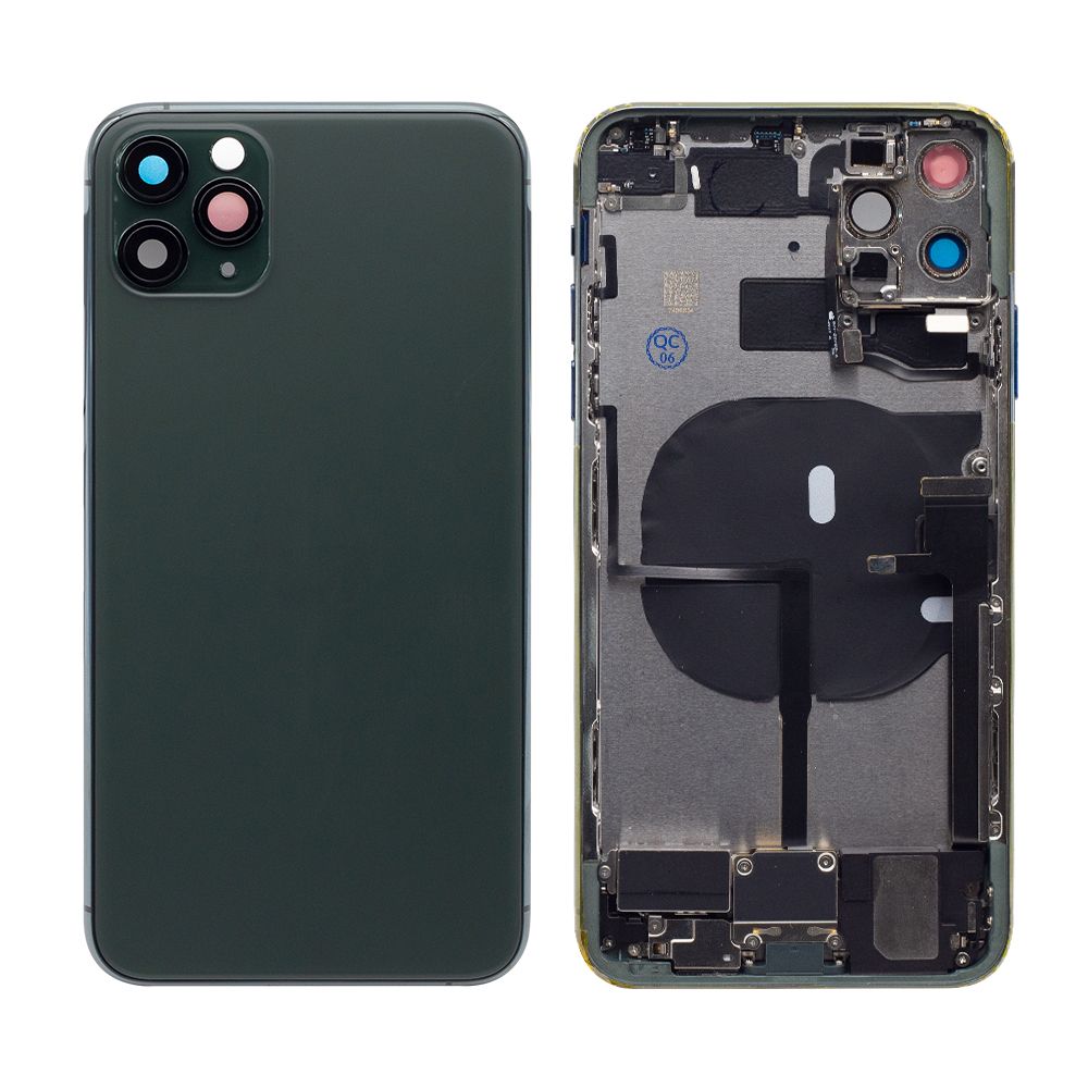 Pour iPhone 11 Pro Max Boîtier complet incluant toutes les petites pièces Sans batterie et appareil photo arrière Vert