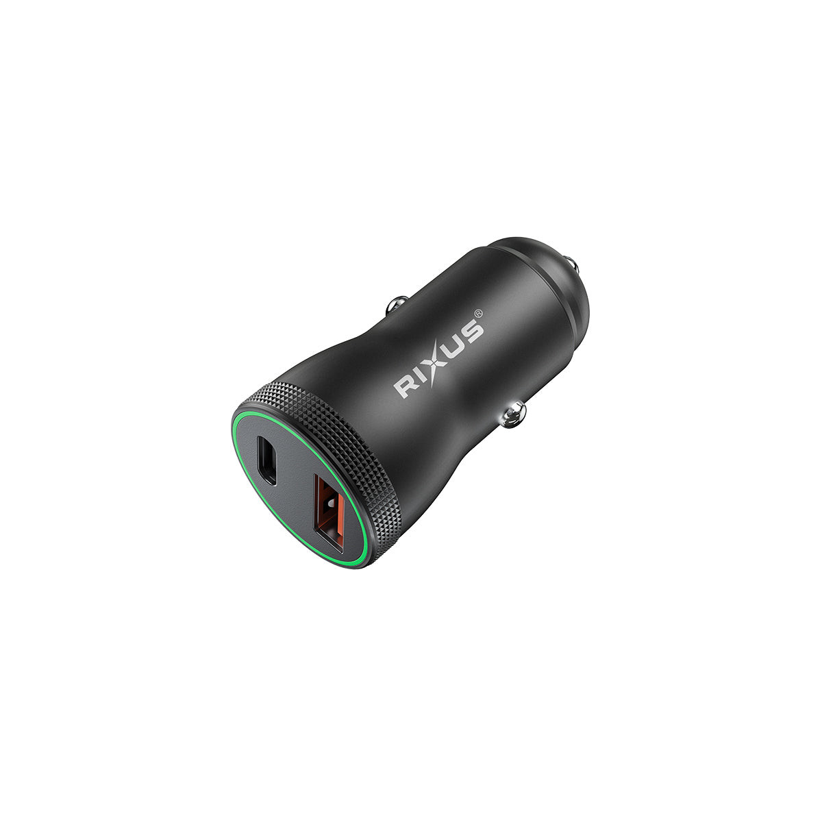 Rixus RXCC11 Chargeur de voiture USB-C PD+QC 20W Noir