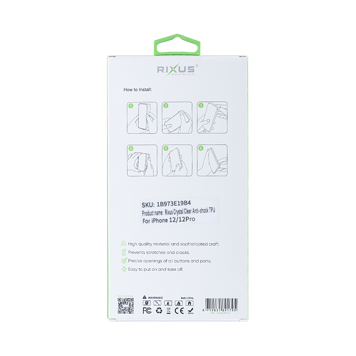 Rixus Pour iPhone 12,12 Pro Crystal Clear Anti-shock TPU