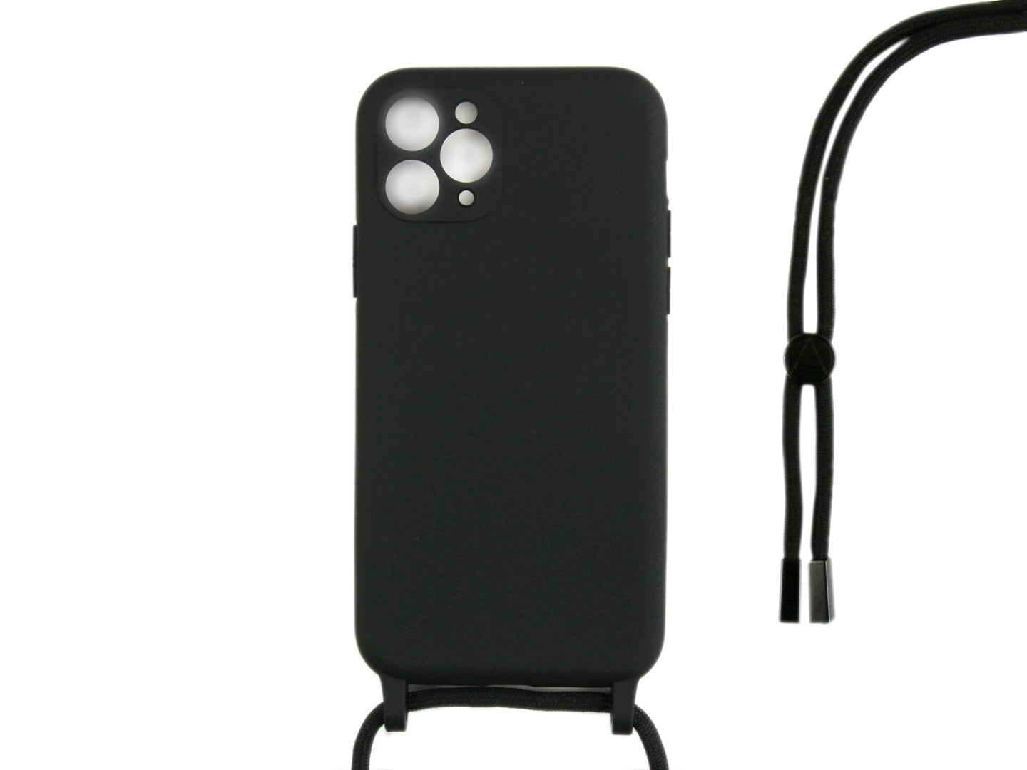 Rixus Pour iPhone 11 Pro Max TPU Necklace Cord Cover Noir