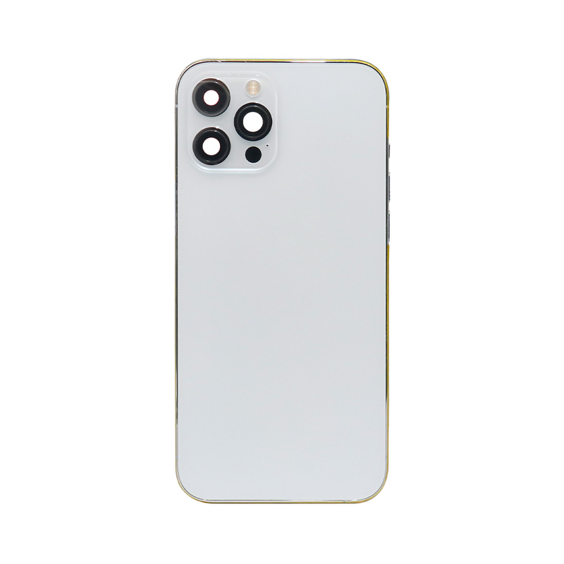 Pour iPhone 12 Pro Max Boîtier complet avec toutes les petites pièces sans batterie ni appareil photo arrière Argent