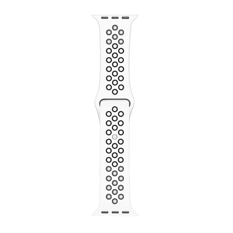 Pour Apple Watch 42mm, 44mm, 45mm, 49mm Bracelet sport en silicone double couleur blanc/noir Boîte de vente au détail
