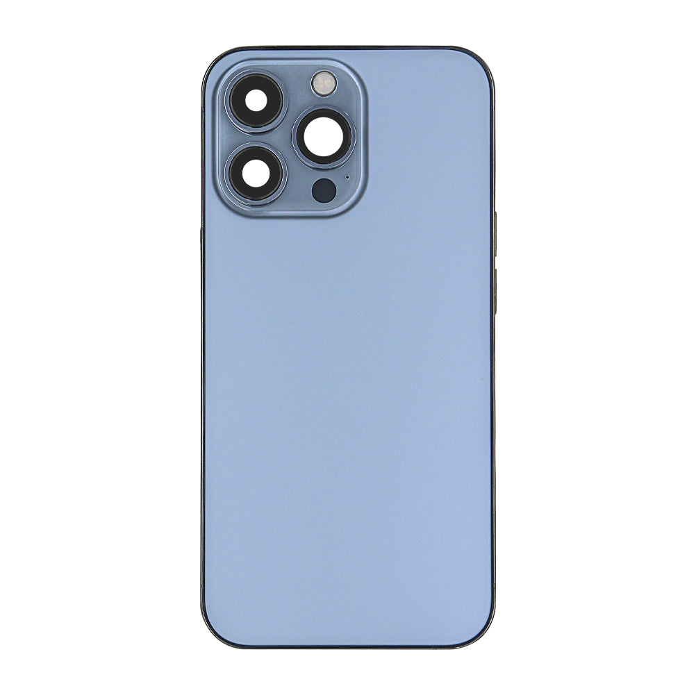 Pour iPhone 13 Pro Boîtier complet avec toutes les petites pièces sans batterie ni caméra arrière Sierra Blue