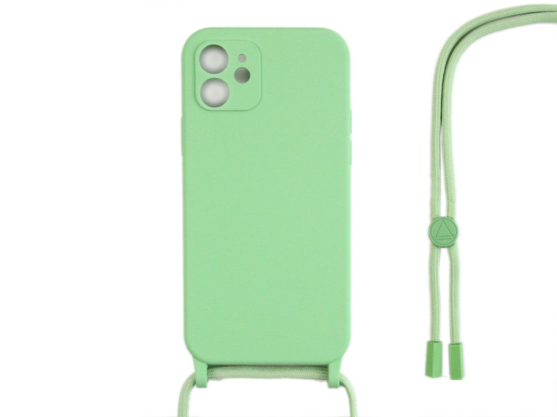 Rixus Pour iPhone 12 Mini TPU Necklace Cord Cover Matcha