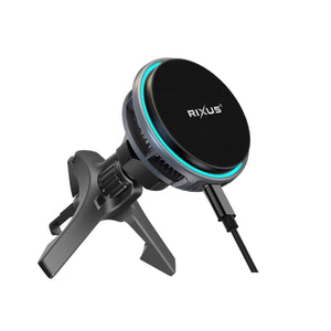 Rixus RXWC21 MagSafe Car Mount Charger Ice Cooling Fit Noir
