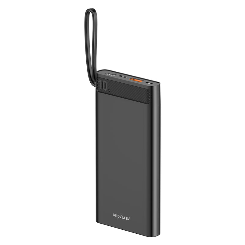 Rixus RXPB51 Powerbank haute capacité 10000 mAh 22.5W Noir