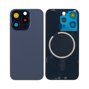 Pour iPhone 15 Pro Max Extra Verre Avec Cadre Caméra Élargie Bleu Titane Compatible