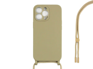 Rixus Pour iPhone 13 Pro TPU Necklace Cord Cover Or