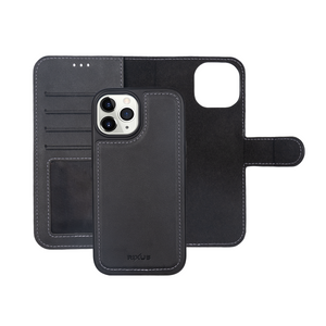Rixus Pour iPhone 11 Pro Max Duo Portefeuille Détachable Magnétique Noir