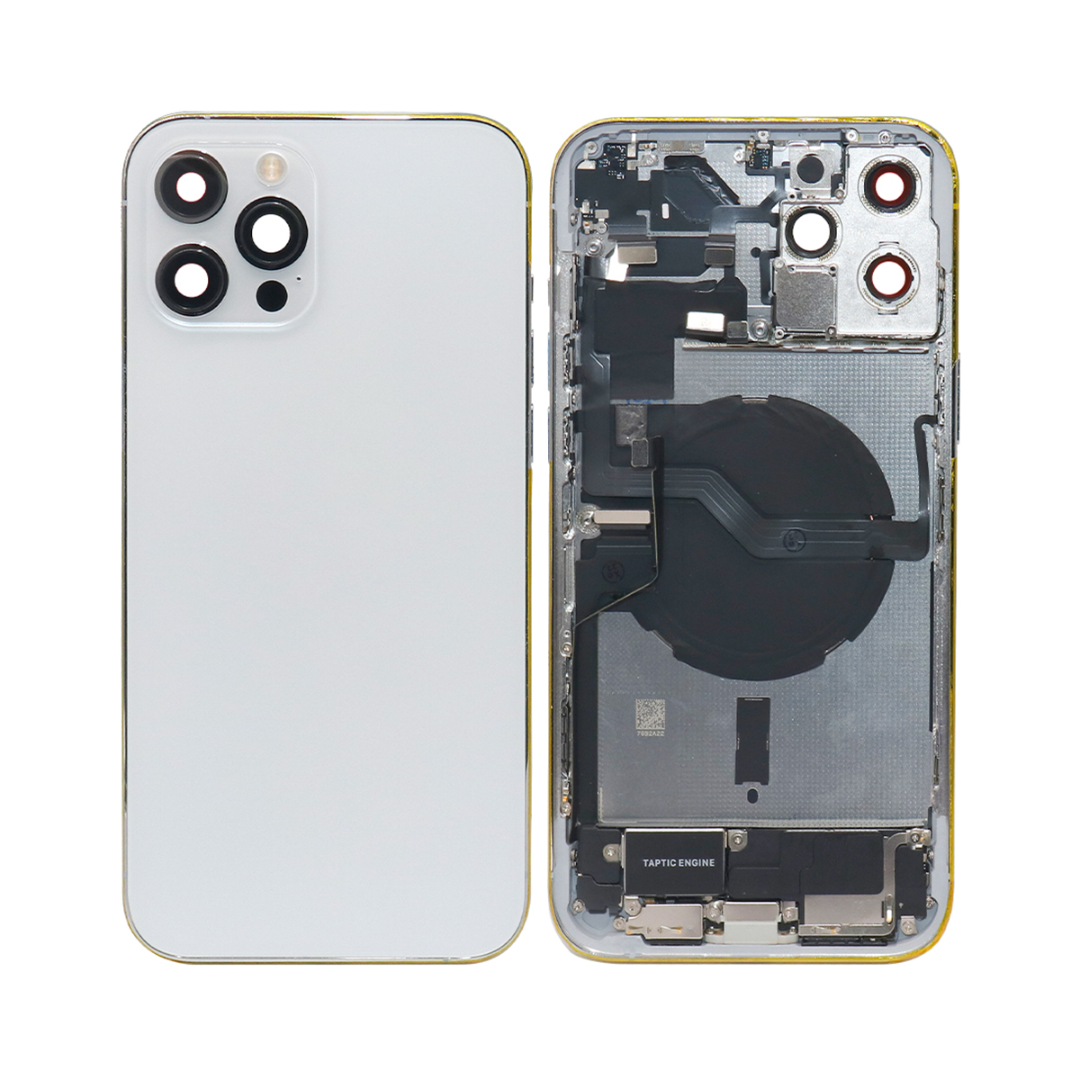 Pour iPhone 12 Pro Max Boîtier complet avec toutes les petites pièces sans batterie ni appareil photo arrière Argent