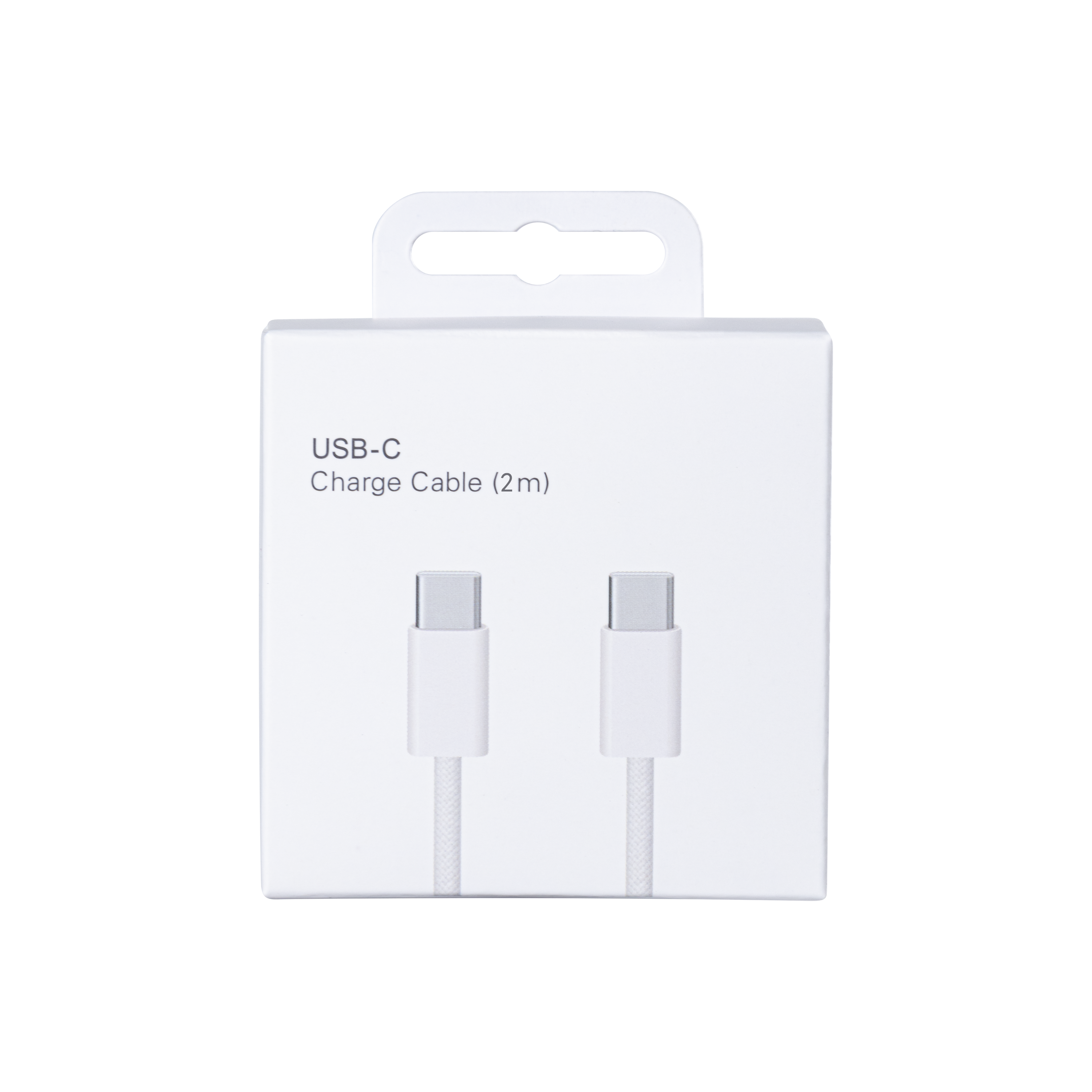 For Apple iPhone 15 USB-C to USB-C Cable 200cm 60W Woven White Retail Box