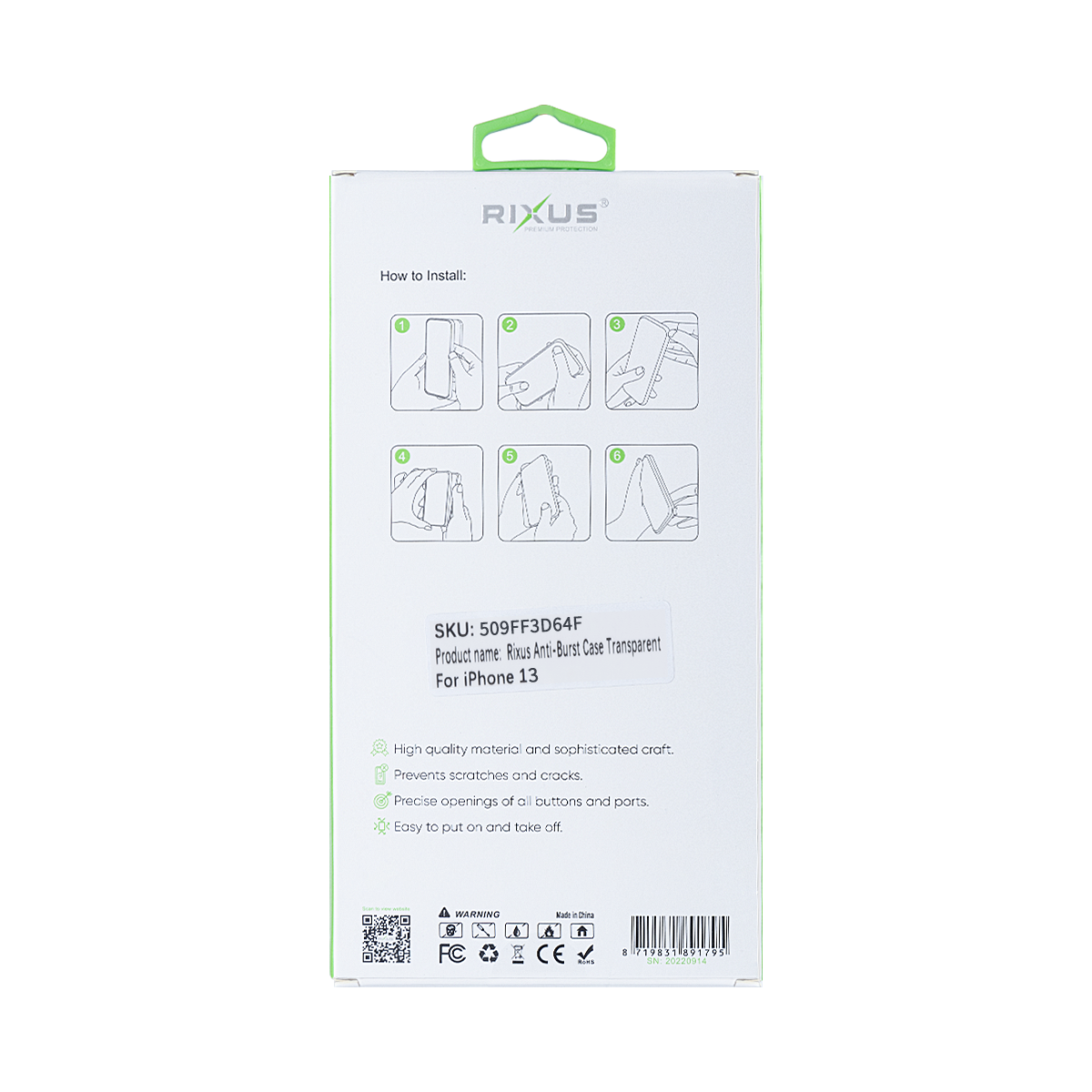 Rixus For iPhone 13 Anti-Burst Case Transparent