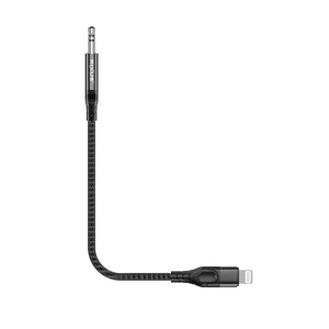 Rixus RXMU35L 3.5mm AUX To Lighting Braided Audio Cable 4-ft Black