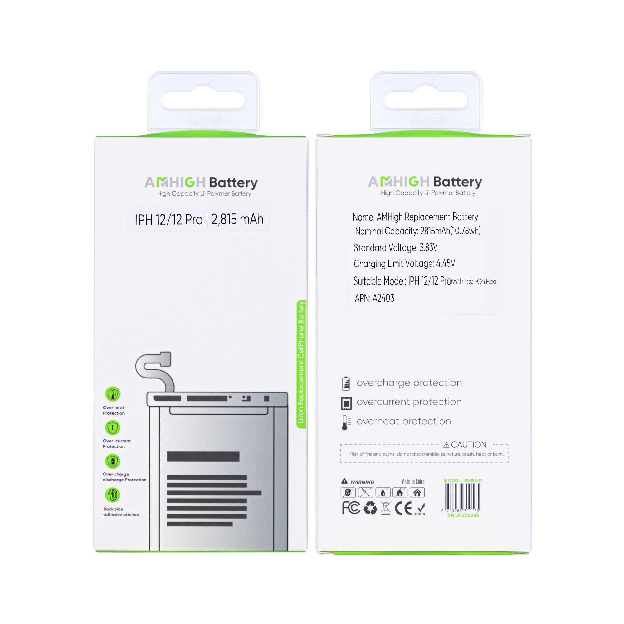For iPhone 12, 12 Pro Battery With Tag-On Flex