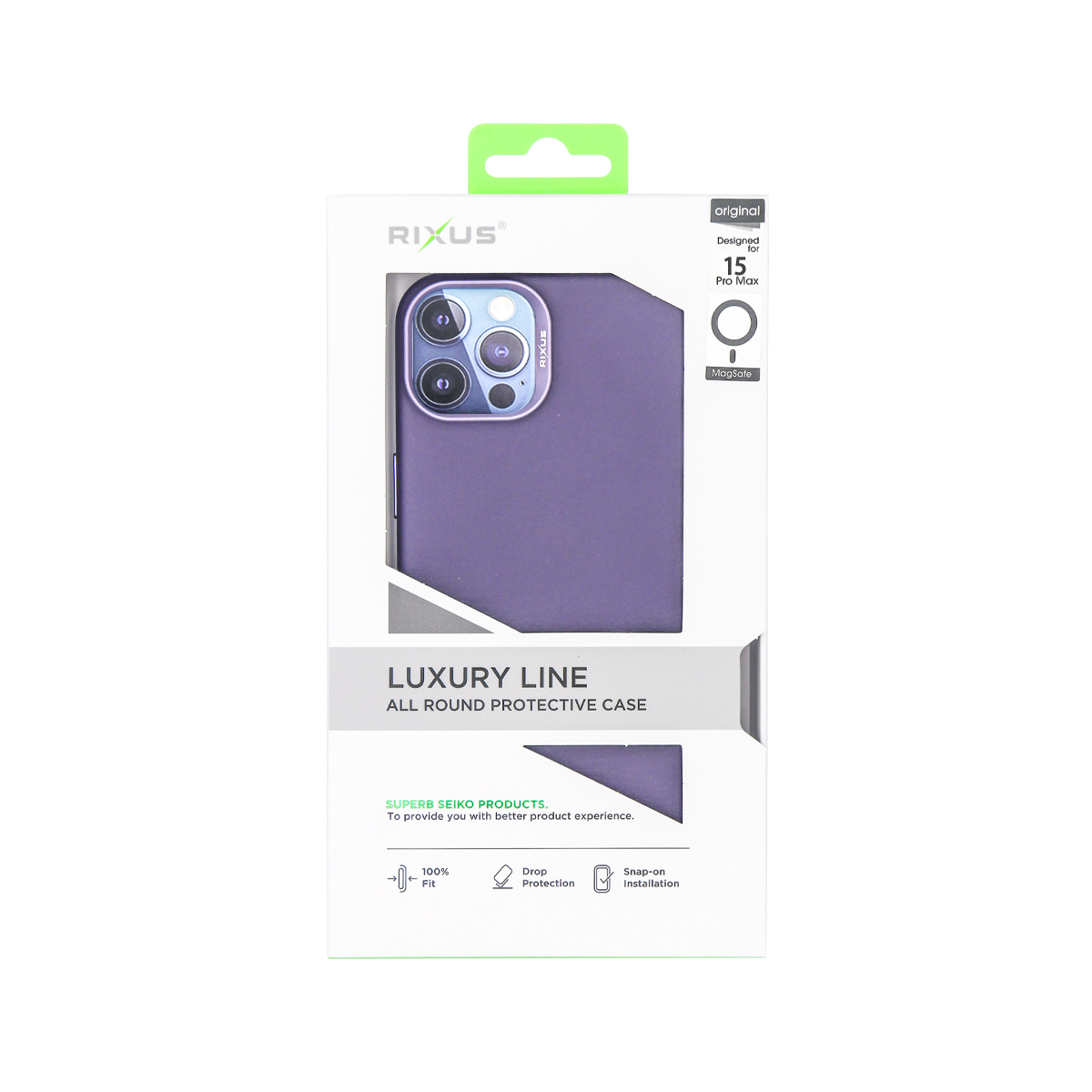 Rixus For iPhone 15 Pro Max Classic 02 Case With MagSafe Purple