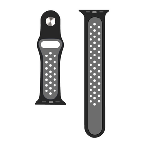 For Apple Watch 38mm, 40mm, 41mm Silicone Double Color Sport Band Black/Gray Retail Box