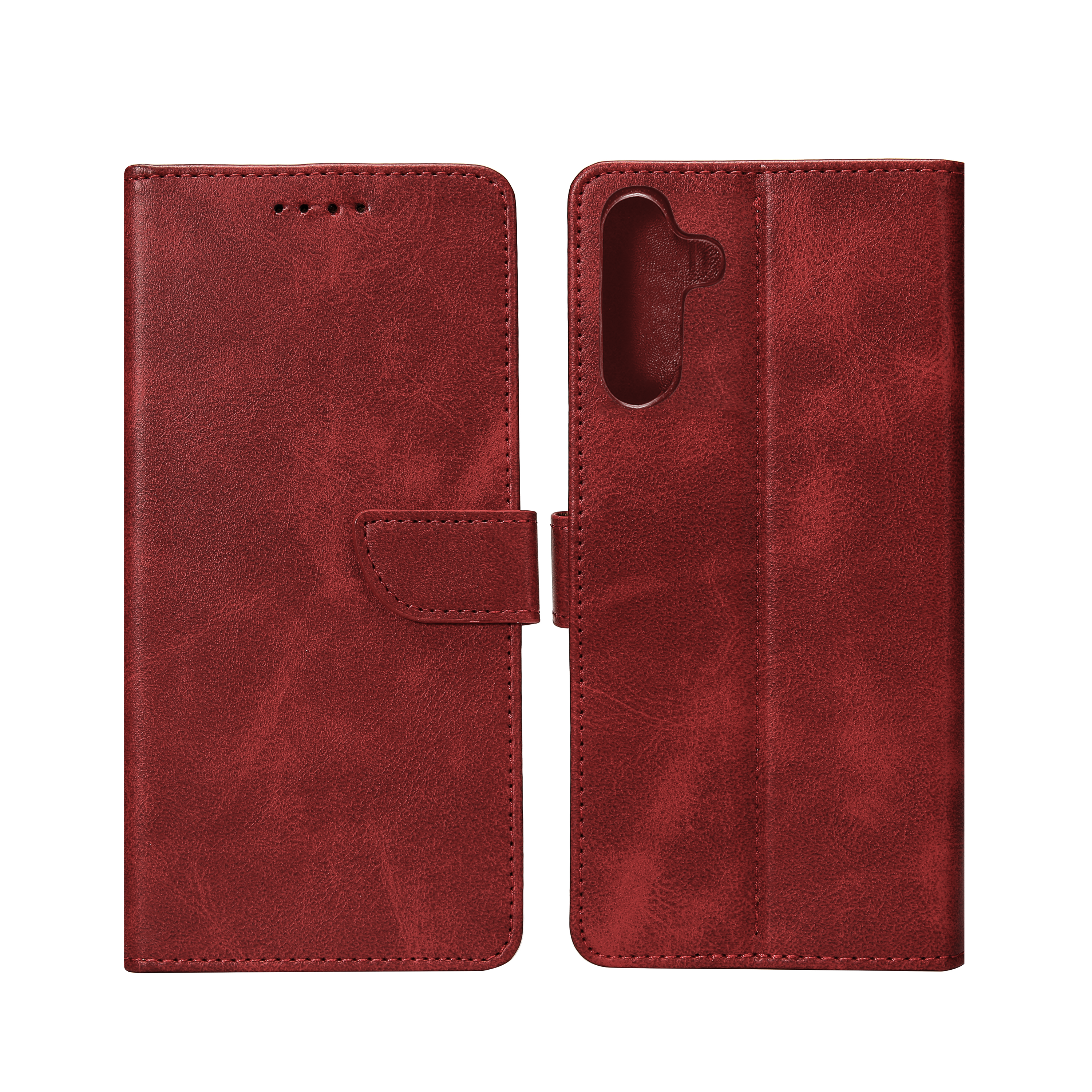 Rixus Bookcase For Samsung Galaxy A14 5G Dark Red