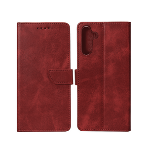 Rixus Bookcase For Samsung Galaxy A14 5G Dark Red