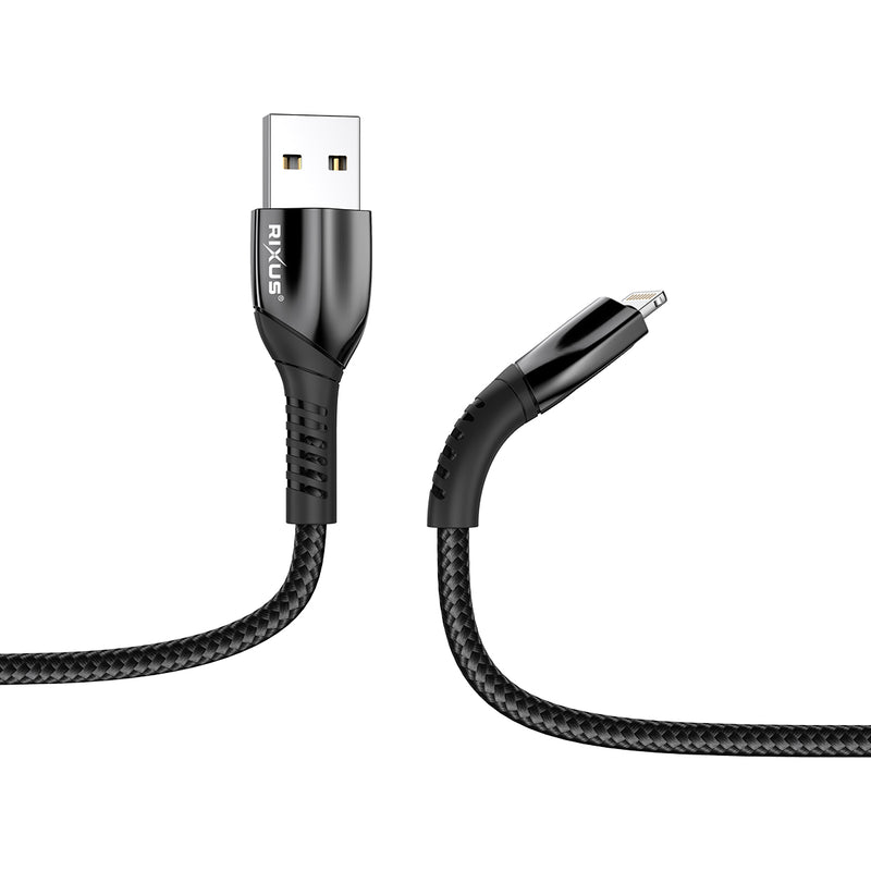 Rixus RXUC30AL Alloy USB To Lightning Data Cable Metal Gray