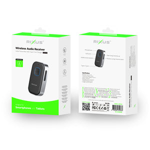 Rixus RXBT33 Bluetooth 5.0 And AUX Receiver Black Silver