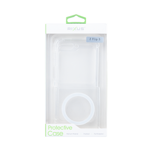Rixus For Samsung Galaxy Z Flip5 Magnetic Clear Case TPU White